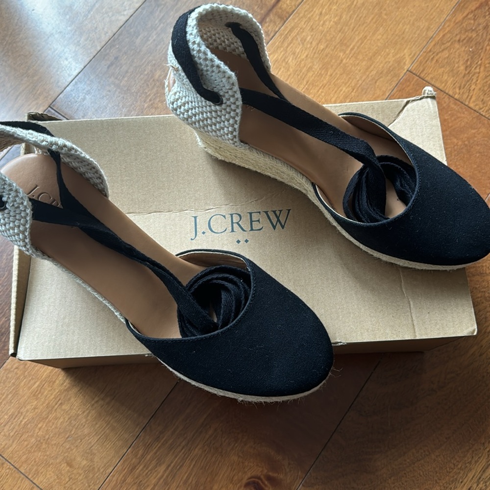 JCrew NWT Women’s Ankle Wrap Espadrille Wedges - Picture 6 of 7